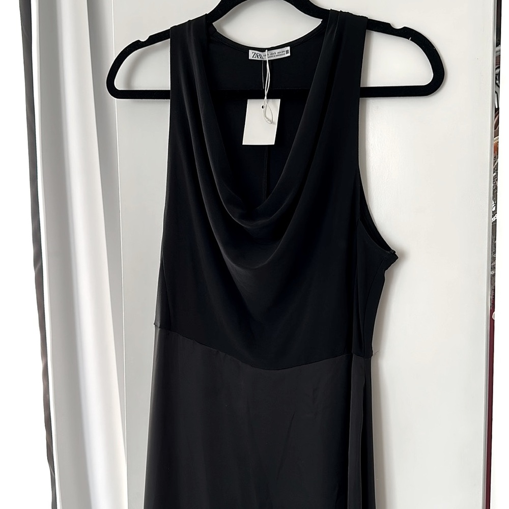 Zara Cowl neck satin skirt dress